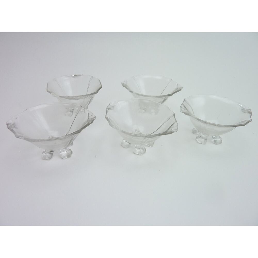 Vintage Salt Cellar Dipping Bowls Footed Small Dishes Glass